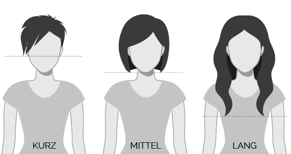 Zeichnung von drei weblichen Personen mit verschiedenen Haarlängen